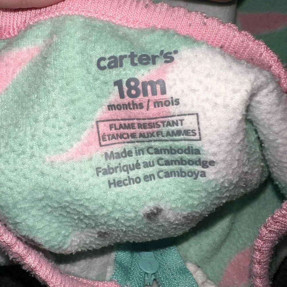 Carter’s Girls Mint Green Unicorn Print Footie Pajamas Size 18M - Picture 4 of 5